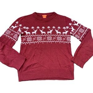 JOE FRESH Fair Isle Christmas Sweater With Long Sleeves Burgundy Red Boy 10-12Y